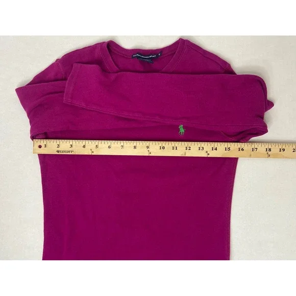 Ralph Lauren Sport Magenta Long Sleeve Crew Neck T Shirt Pony Logo Size M - Picture 8 of 12